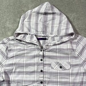 Prana Women's Hooded Plaid Shirt Long Sleeve Button Down Size S Outdoorsy‎ Farm